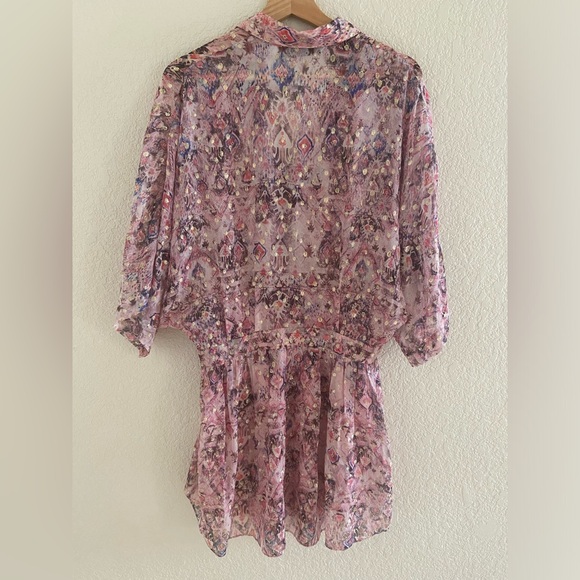 IRO Gathered printed metallic fil coupé silk-blend mini dress - Picture 3 of 8